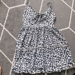 Navy blue and white floral sun dress